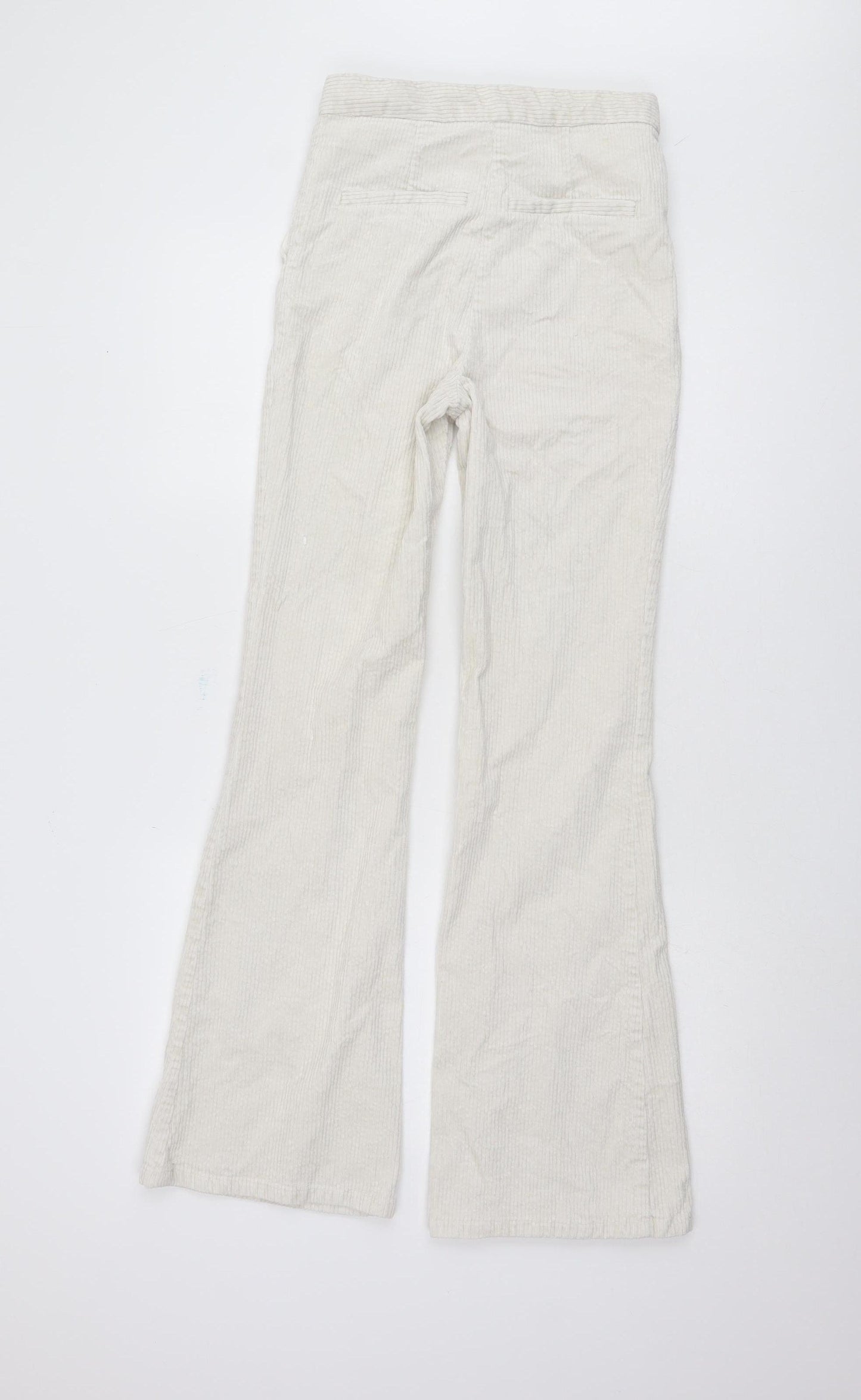 H&M Women Ivory Corduroy Flared Trousers 2XS