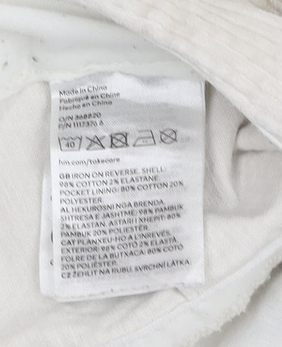 H&M Women Ivory Corduroy Flared Trousers 2XS