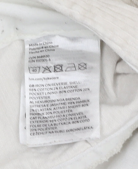H&M Women Ivory Corduroy Flared Trousers 2XS