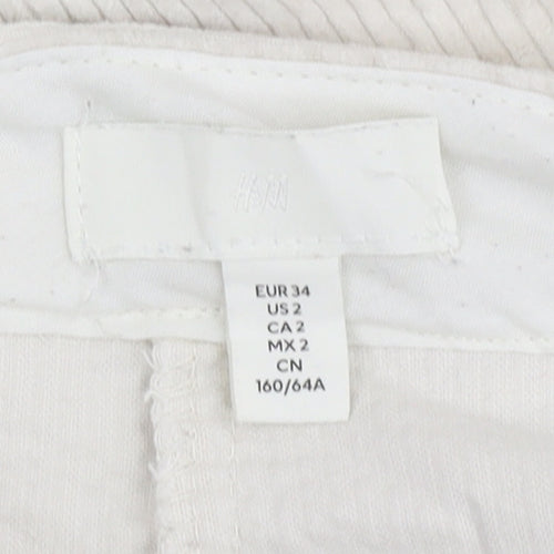 H&M Women Ivory Corduroy Flared Trousers 2XS