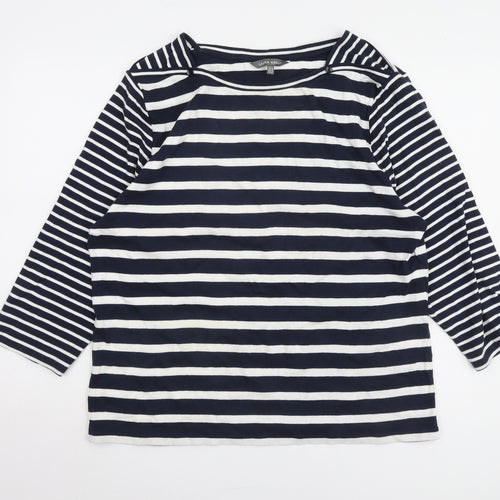 Laura Ashley Women's Blue Striped T-Shirt Size 20