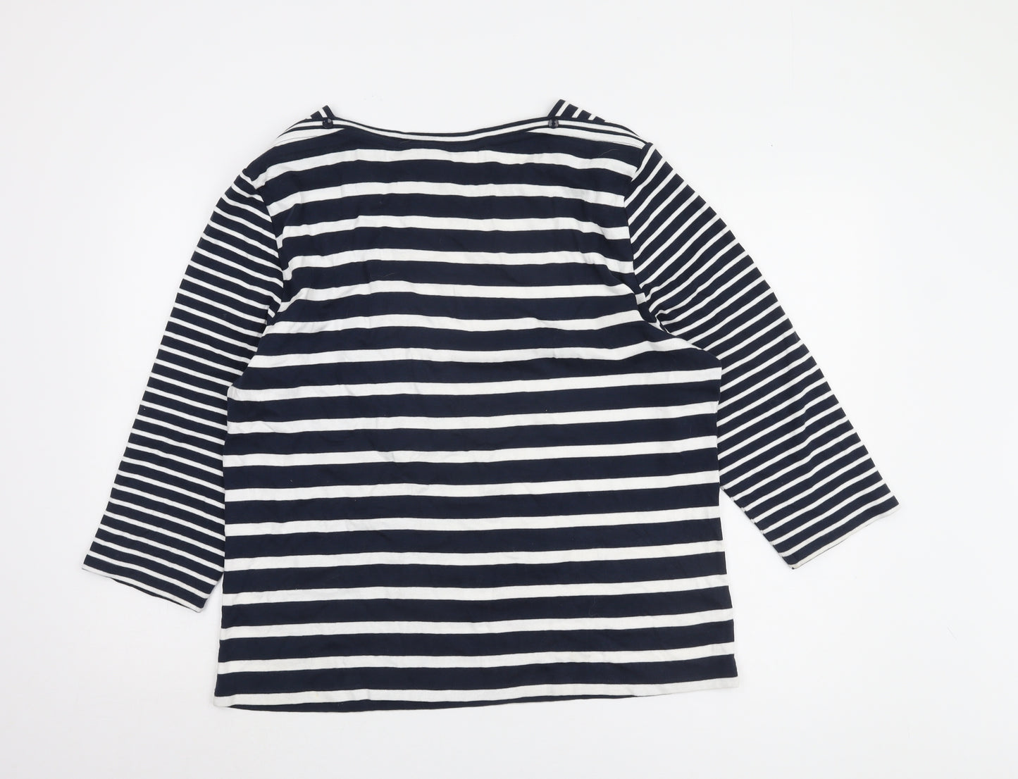 Laura Ashley Women's Blue Striped T-Shirt Size 20