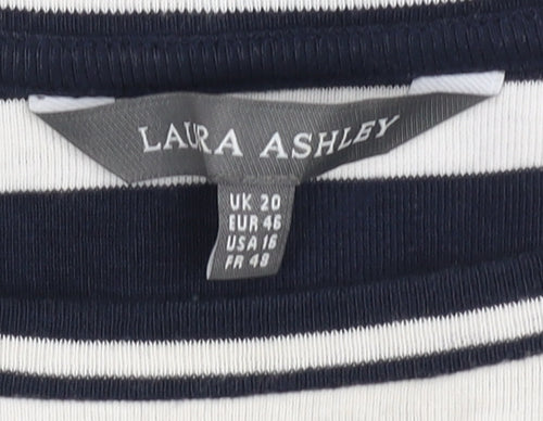 Laura Ashley Women's Blue Striped T-Shirt Size 20