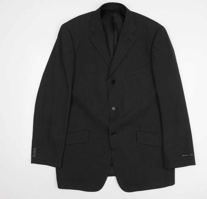 Milan Collection Men's Black Long Suit Jacket 44L