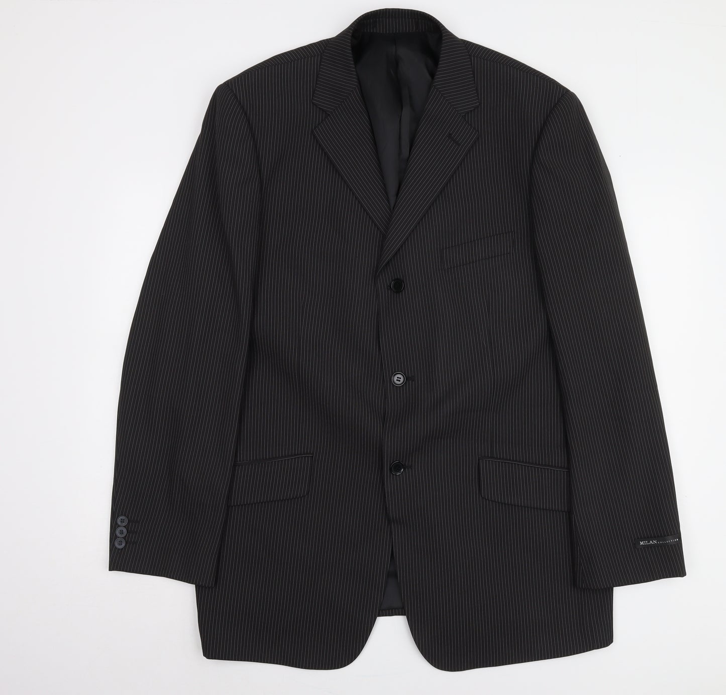 Milan Collection Men's Black Long Suit Jacket 44L