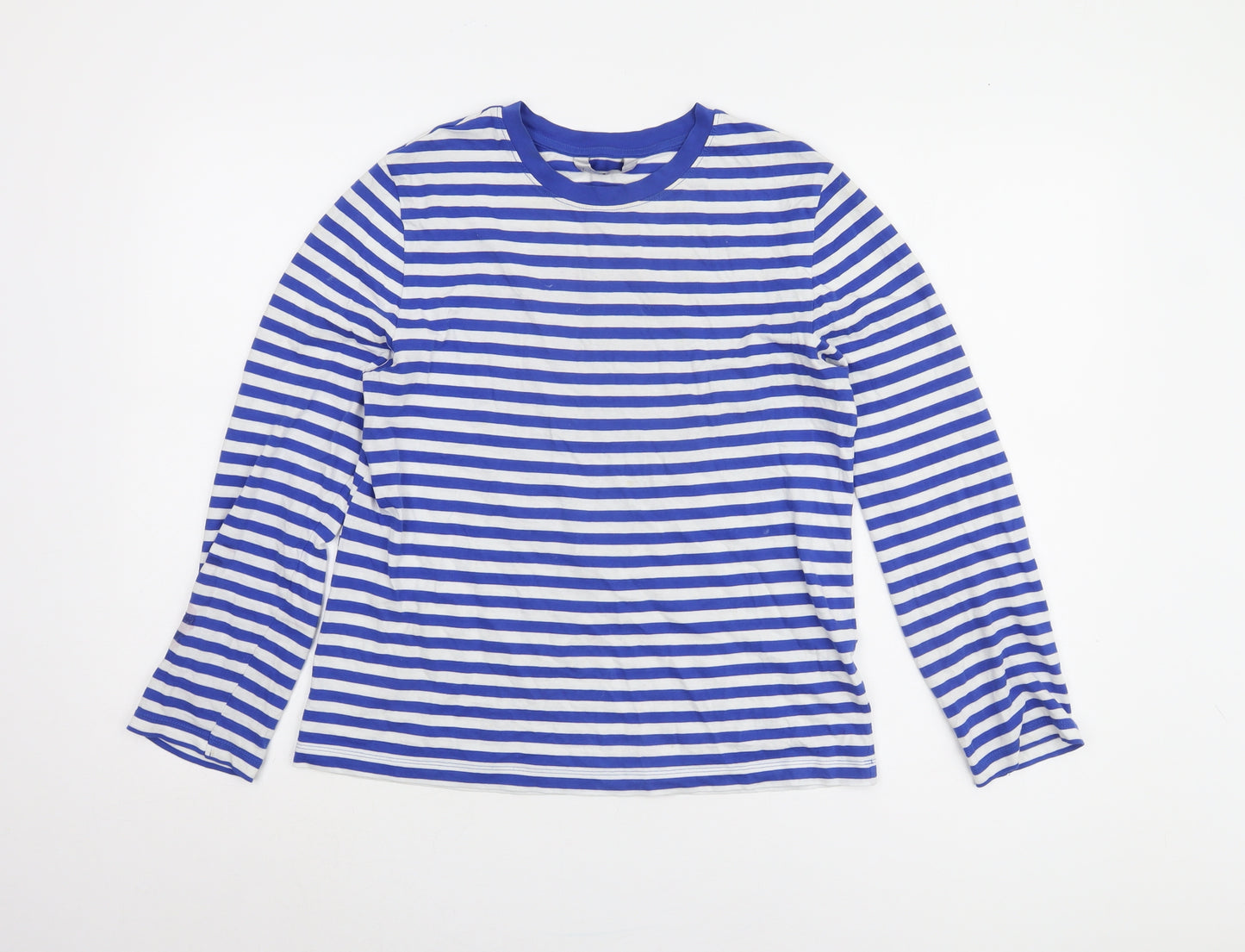 Marks and Spencer Women Blue Striped Cotton Top