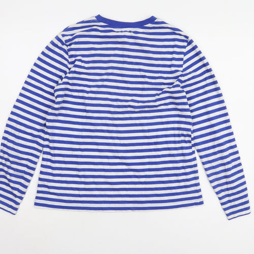 Marks and Spencer Women Blue Striped Cotton Top