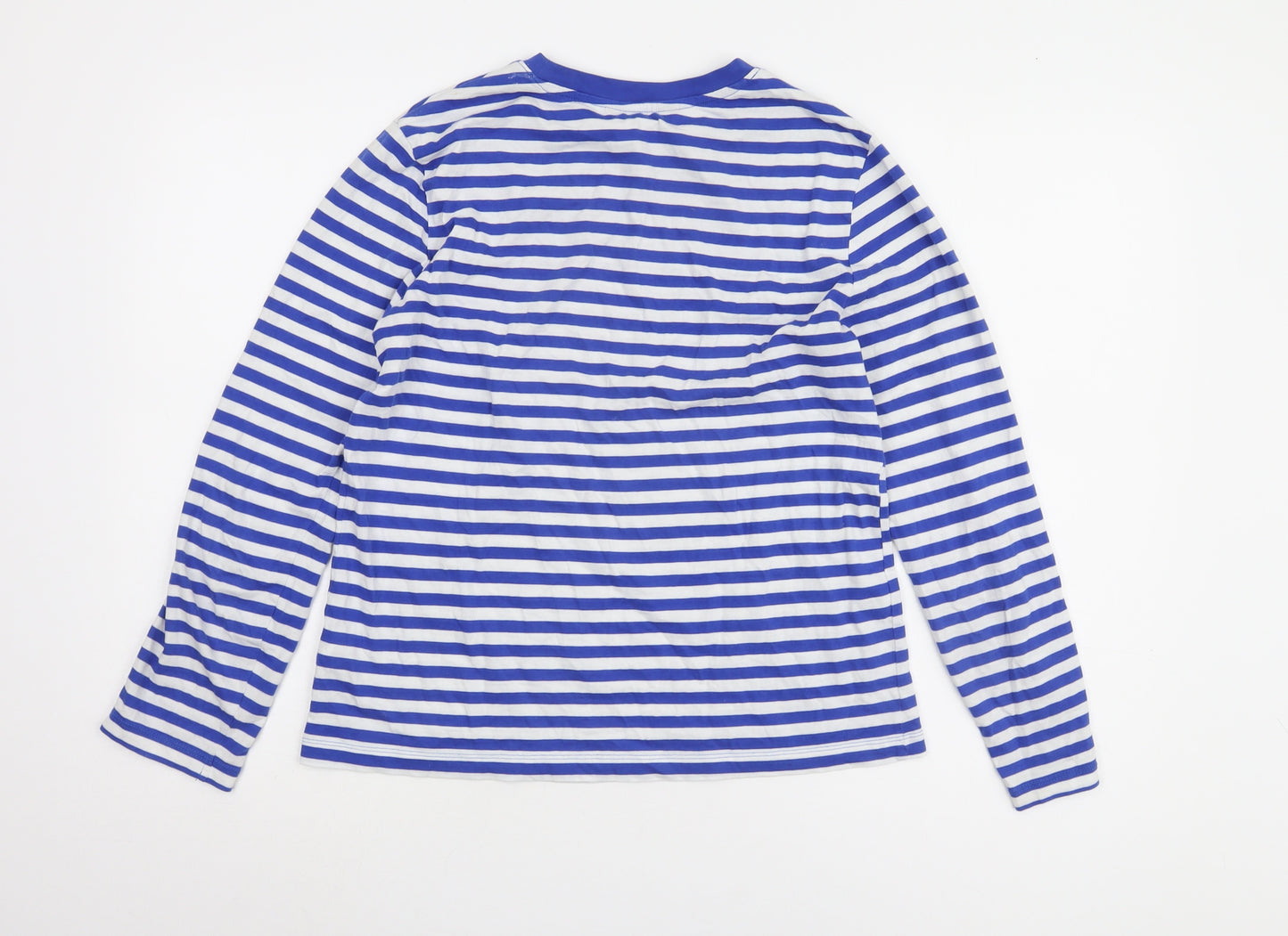 Marks and Spencer Women Blue Striped Cotton Top