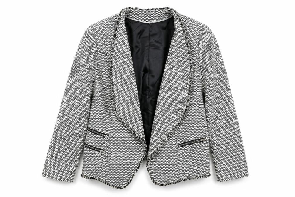Front view of Wallis Women's Black White Herringbone Jacket L Size