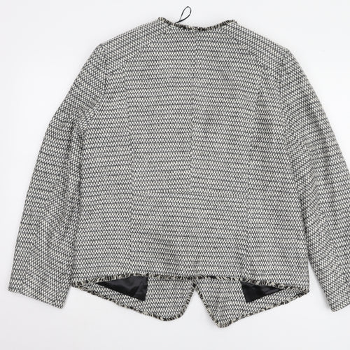 Wallis Women's Black White Herringbone Jacket L Size