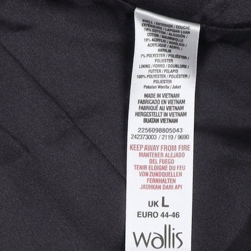 Wallis Women's Black White Herringbone Jacket L Size