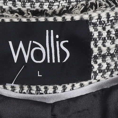 Wallis Women's Black White Herringbone Jacket L Size