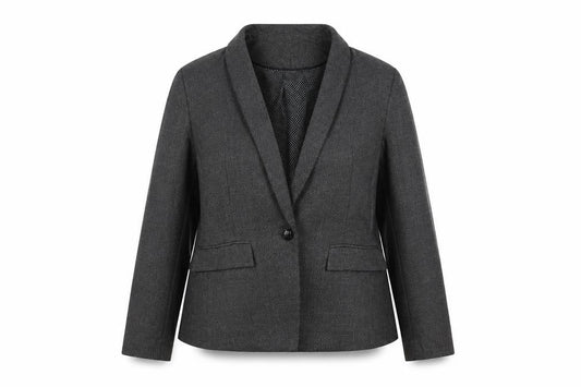 Front view of Next Women's Grey Blazer, size 14, Lined Workwear Essential
