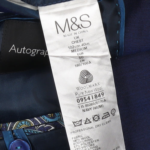 Marks and Spencer Men's Blue Wool Blazer 40