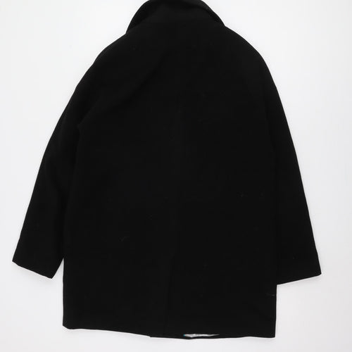 Wallis Women's Black Overcoat Size S Button Collared