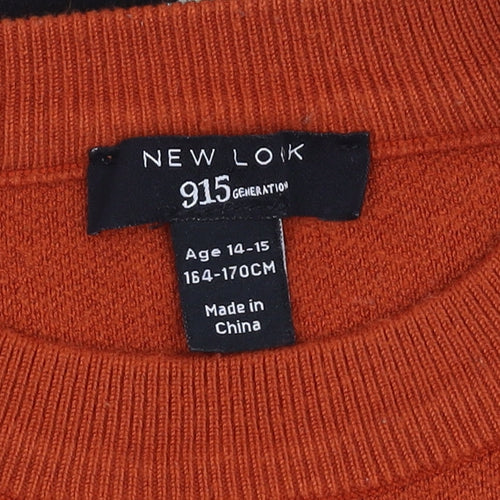 New Look Girls Striped Jumper Orange Black Age 14-15