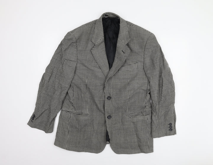 St Michael Men's Black 7 White Check Blazer 38 Short