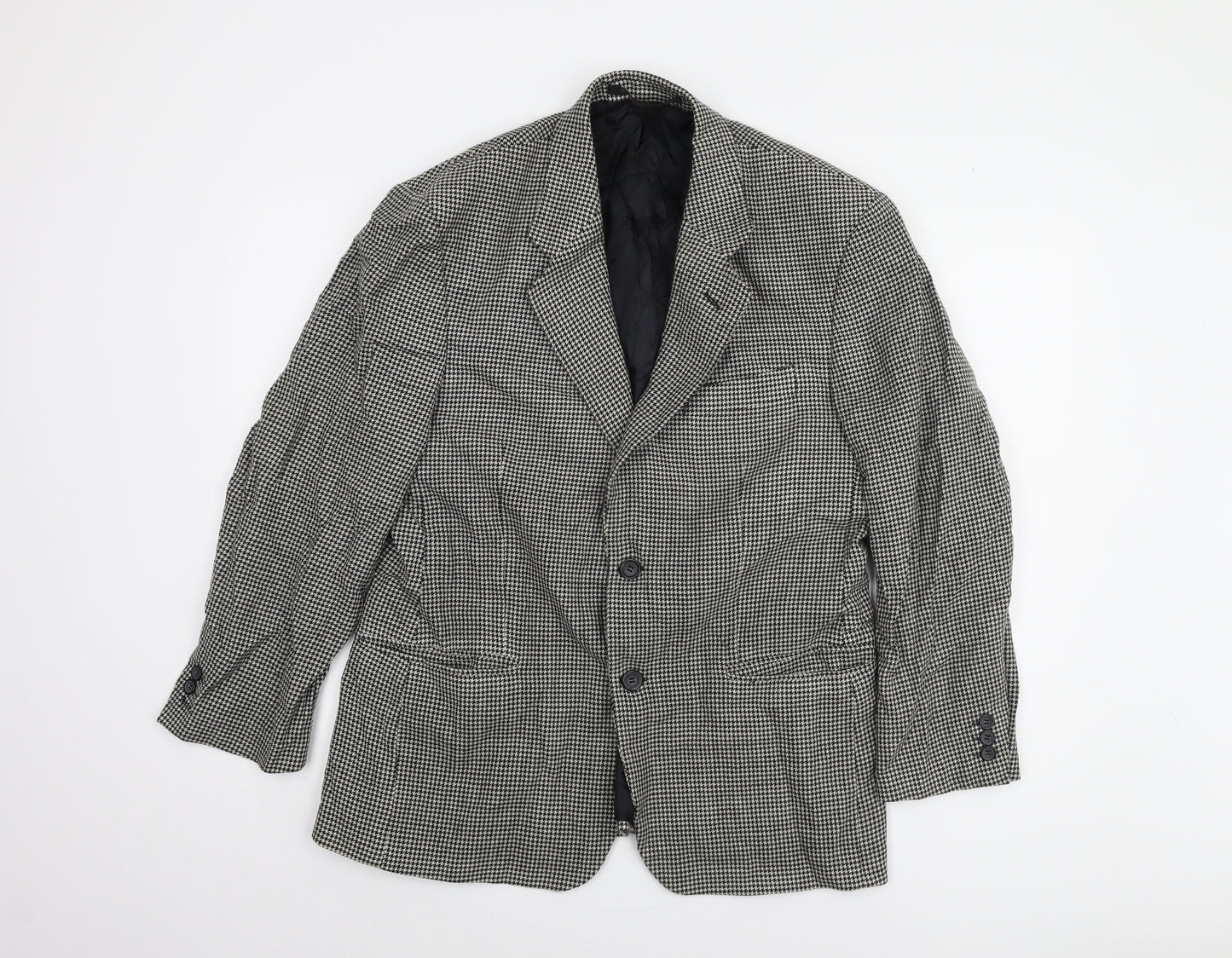 St Michael Men's Black 7 White Check Blazer 38 Short