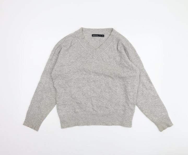 Karen Millen Women's Grey V-Neck Pullover Jumper - Size M