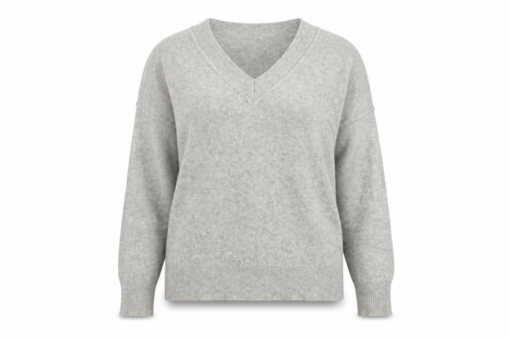 Front view of Karen Millen Women's Grey V-Neck jumper -, size M