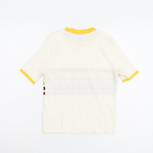 Forever 21 Women's Ivory Striped Pullover Jumper L