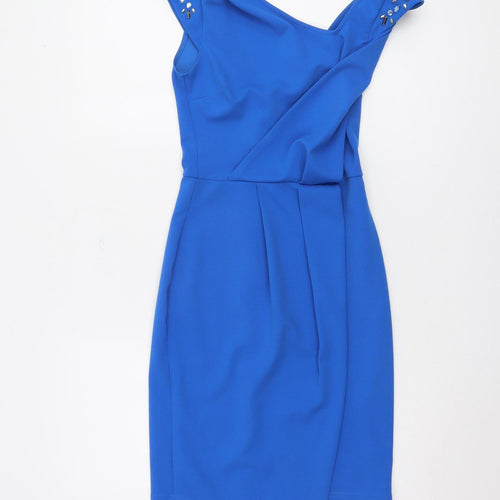 Lipsy Blue Bodycon Dress - Size 8 - Women's Party Wear