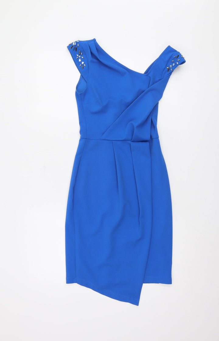 Lipsy Blue Bodycon Dress - Size 8 - Women's Party Wear