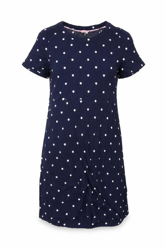 Front view of Joules Women's Blue Polka Dot Dress, size 8