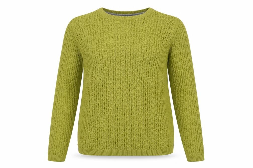 Front view of ISLE Women's Green jumper, size S