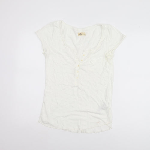 Hollister Women's White Basic T-Shirt, Size L, Casual Summer Top