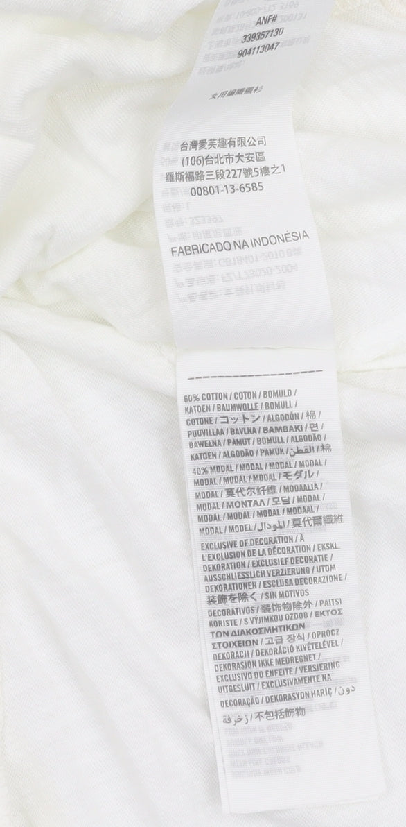 Hollister Women's White Basic T-Shirt, Size L, Casual Summer Top