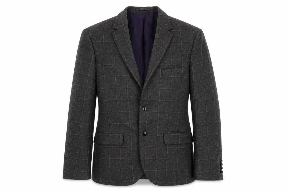 Front view of Marks & Spencer Men's Grey Check Blazer 40R