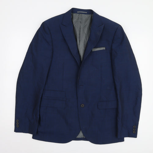 Next Men's Blue Blazer Jacket 40R Wool-Blend Business