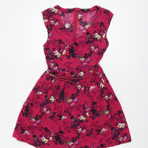Oasis Women's Pink Floral Dress Size 10 Viscose Sleeveless