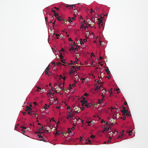 Oasis Women's Pink Floral Dress Size 10 Viscose Sleeveless
