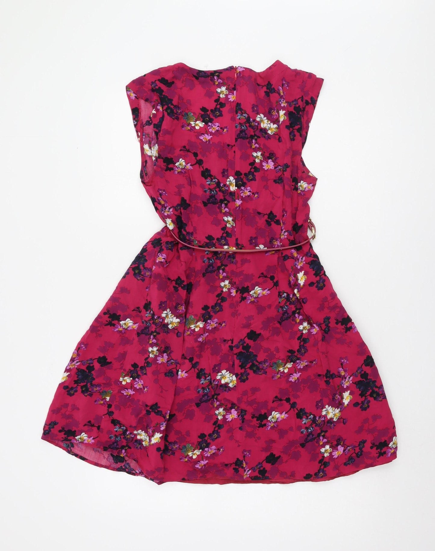 Oasis Women's Pink Floral Dress Size 10 Viscose Sleeveless