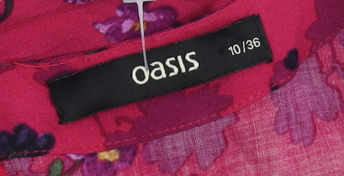 Oasis Women's Pink Floral Dress Size 10 Viscose Sleeveless