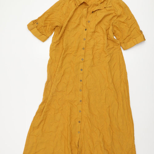 Fig Women’s Yellow Collared Shirt Dress XL