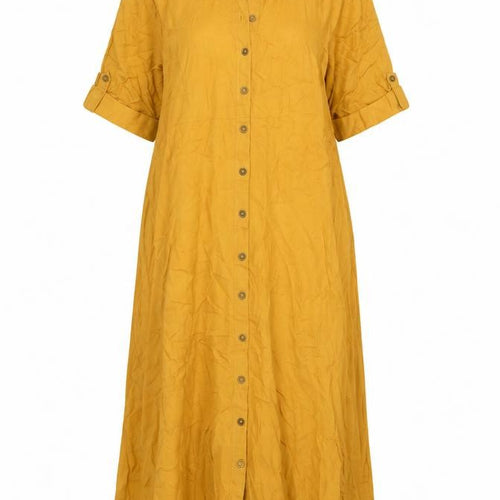 Fig Women’s Yellow Collared Shirt Dress XL