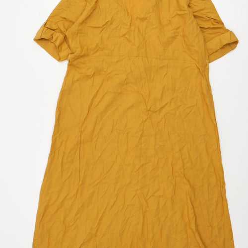 Fig Women’s Yellow Collared Shirt Dress XL