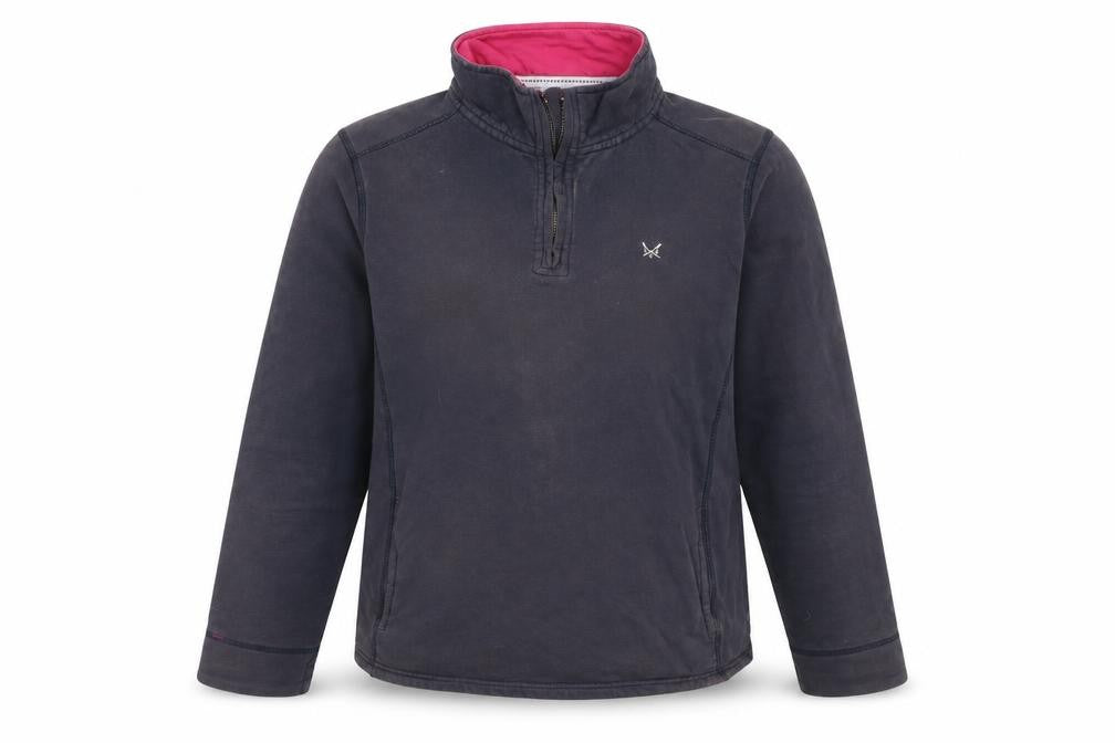 Front view of Crew Clothing Blue 1/4 Zip Sweatshirt, size 16