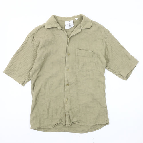Collusion Men's Beige XS Casual Short Sleeve Button-Up Shirt