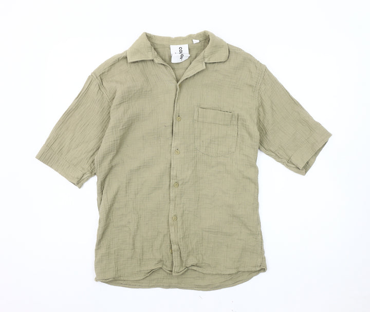 Collusion Men's Beige XS Casual Short Sleeve Button-Up Shirt