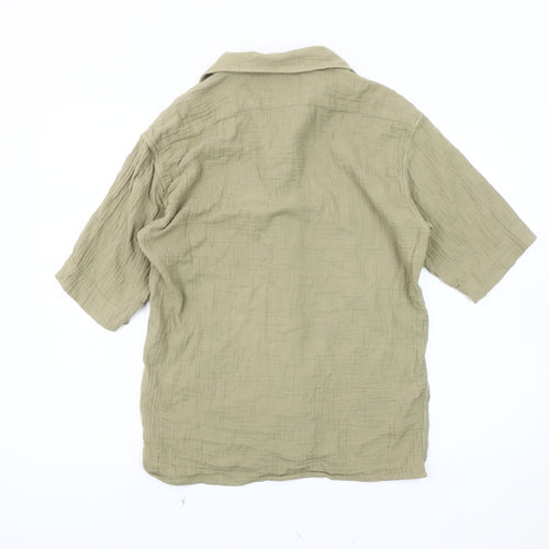 Collusion Men's Beige XS Casual Short Sleeve Button-Up Shirt