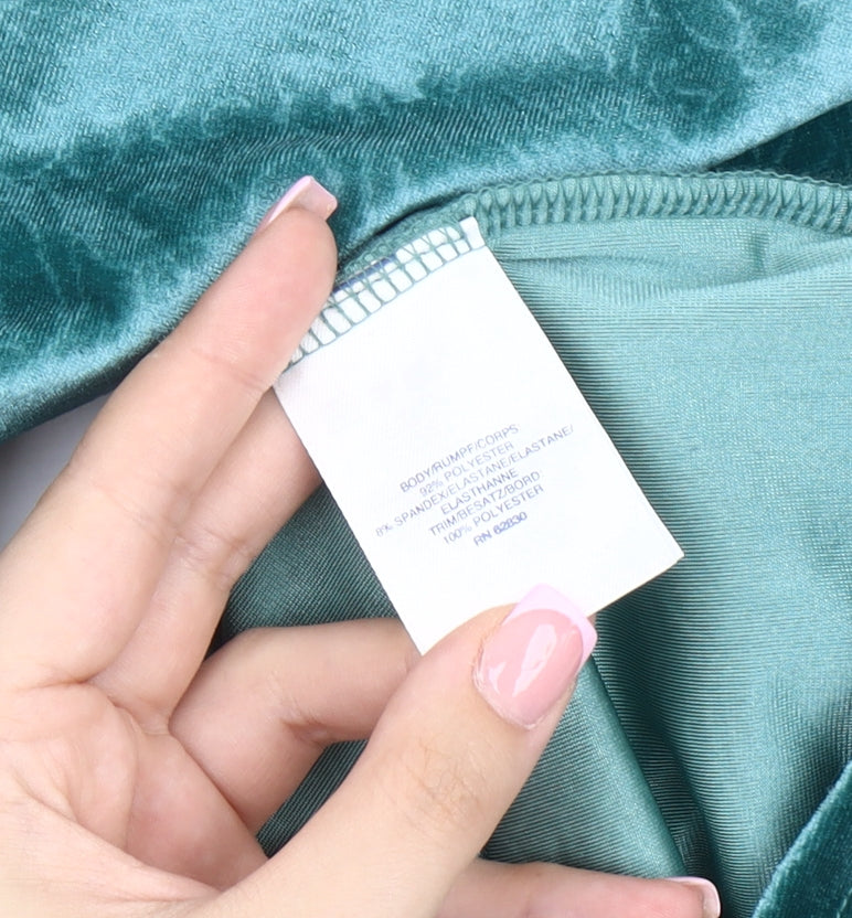 Lands' End Green Velvet Button-Up Shirt - Women Plus Size