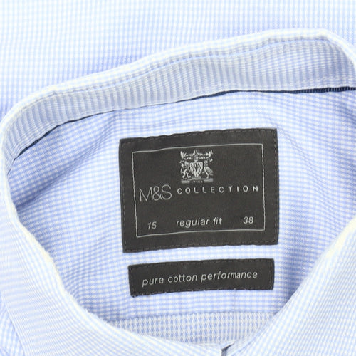 Marks and Spencer Men's Blue Regular Fit Shirt Size 15