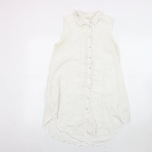 Fat Face Women's White Button-Up Shirt, Size 10