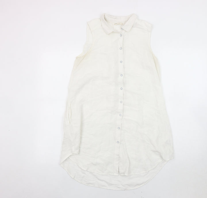 Fat Face Women's White Button-Up Shirt, Size 10