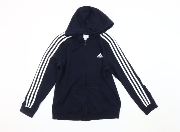 Adidas Unisex Blue Hooded Zip Jacket M
