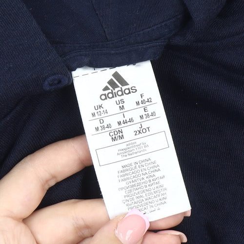 Adidas Unisex Blue Hooded Zip Jacket M